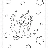 unicorn on the moon coloring page