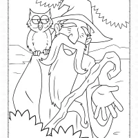 wizard and his owl coloring page
