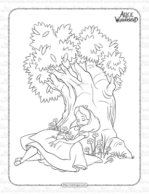 Alice and Dinah Sleeping Coloring Pages