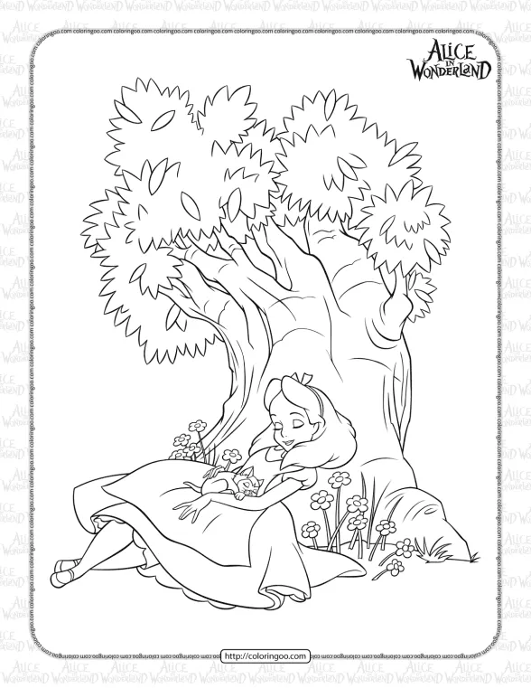 Alice and Dinah Sleeping Coloring Pages 1 alice and dinah sleeping coloring pages