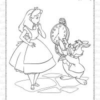 alice and white rabbit coloring page
