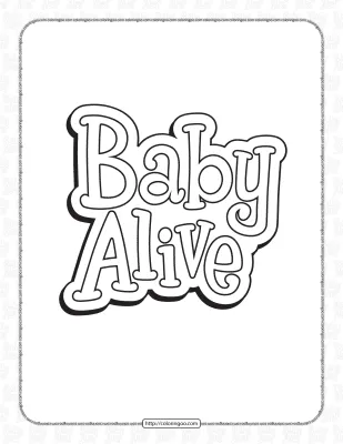 Baby Alive Pdf Logo Outline Coloring Page