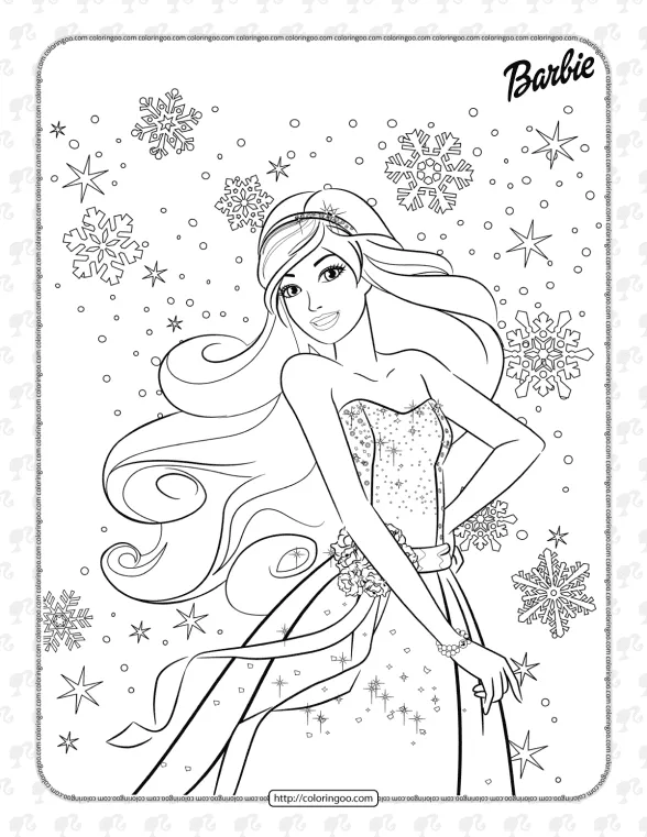 Barbie Shining at the New Year Coloring Page 1 barbie shining at the new year coloring page