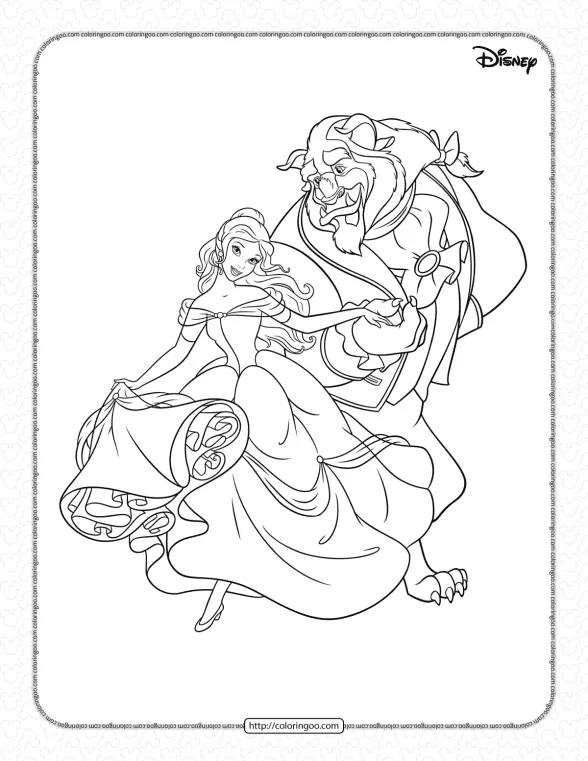Beauty and the Beast Ready to Dance Coloring Page 1 beauty and the beast ready to dance coloring page
