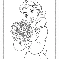 Belle with a Bouquet of Roses Coloring Page 21 belle with a bouquet of roses coloring page
