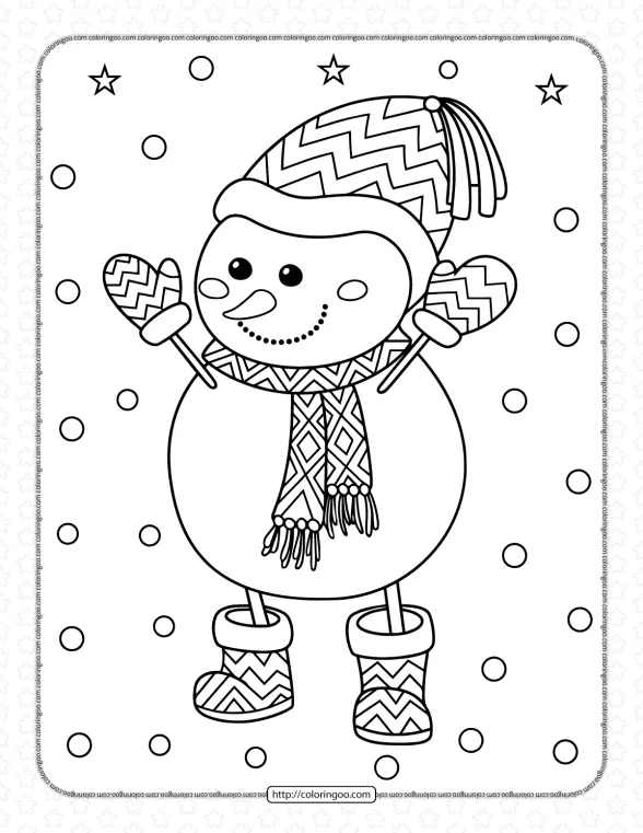 Cute Snowman in Suit Coloring Page 1 cute snowman in suit coloring page