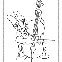 daisy duck plays the cello coloring page