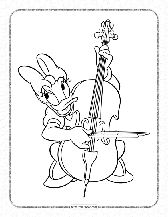 Daisy Duck Plays the Cello Coloring Page 1 daisy duck plays the cello coloring page