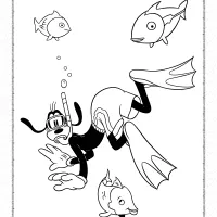 disney goofy swiming in the sea coloring page