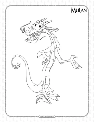 Disney Mulan Dragon Mushu Coloring Page