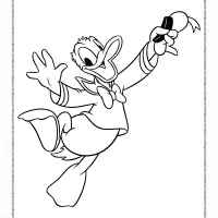 donald duck is very happy coloring page