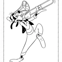 goofy plays the trombone coloring page