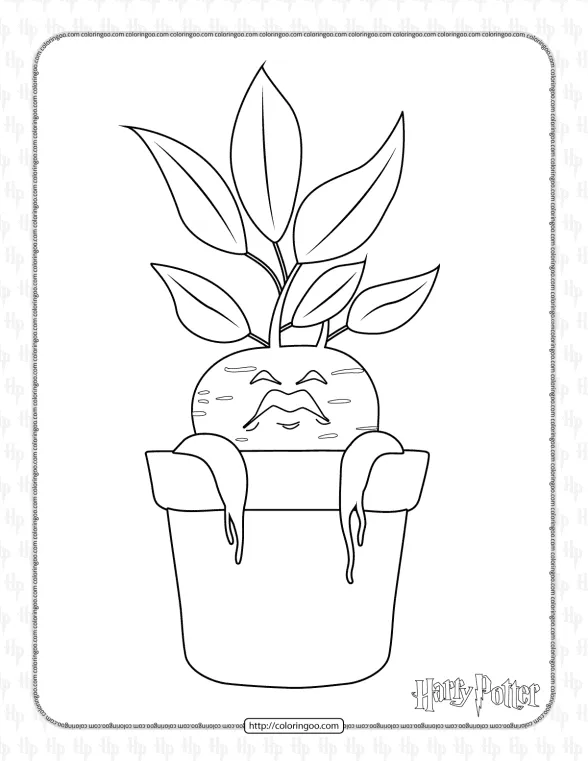 Harry Potter Magical Beasts Mandrake Coloring Page 1 harry potter magical beasts mandrake coloring page