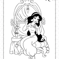 Jasmin is in Her Bedroom Coloring Page 31 jasmin is in her bedroom coloring page