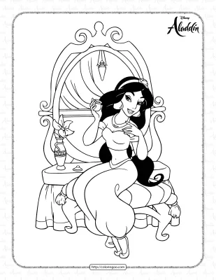 Jasmin is in Her Bedroom Coloring Page