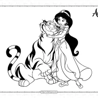Jasmine and Her Best Friend Rajah Coloring Page 26 jasmine and her best friend rajah coloring page