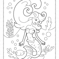 little mermaid coloring page for girls