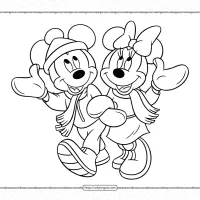 mickey and minnie walking arm in arm coloring page