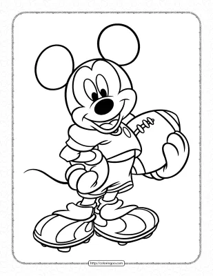 Mickey Mouse American Football Player Coloring Page