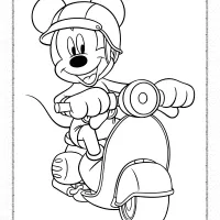 mickey mouse on a scooter coloring page