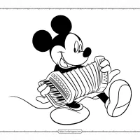 mickey mouse playing the accordion coloring page