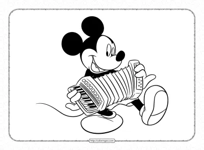 Mickey Mouse Playing The Accordion Coloring Page