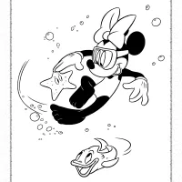 minnie mouse swiming coloring page