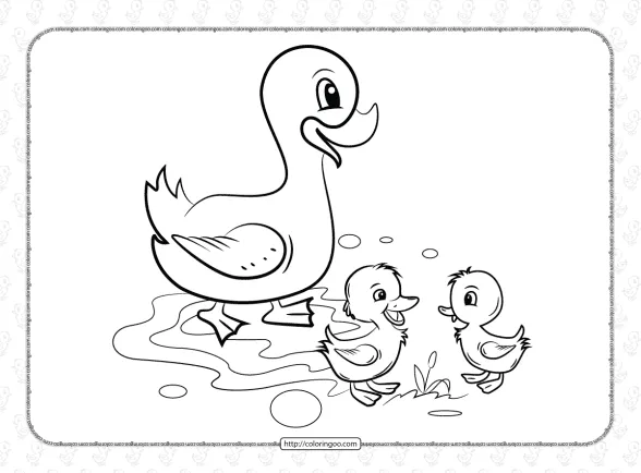 Mother Duck and Her Baby Ducks Coloring Page 1 mother duck and her baby ducks coloring page