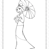 Mulan Under The Umbrella Coloring Page 14 mulan under the umbrella coloring page