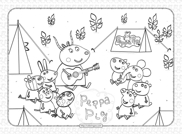 peppa pig school trip coloring page