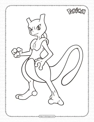 Pokemon MewTwo Coloring Pages for Kids