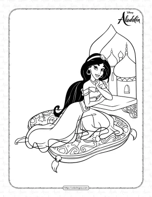 Princess Jasmine at the Window Coloring Page