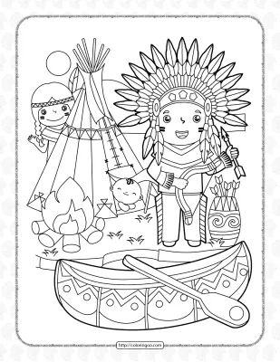 Printable Native Americans Coloring Pages
