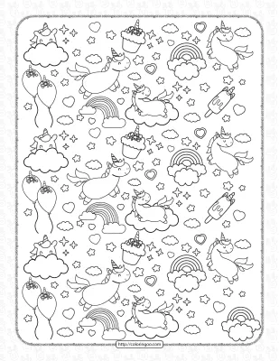 Printable Unicorn Doodle Coloring Page