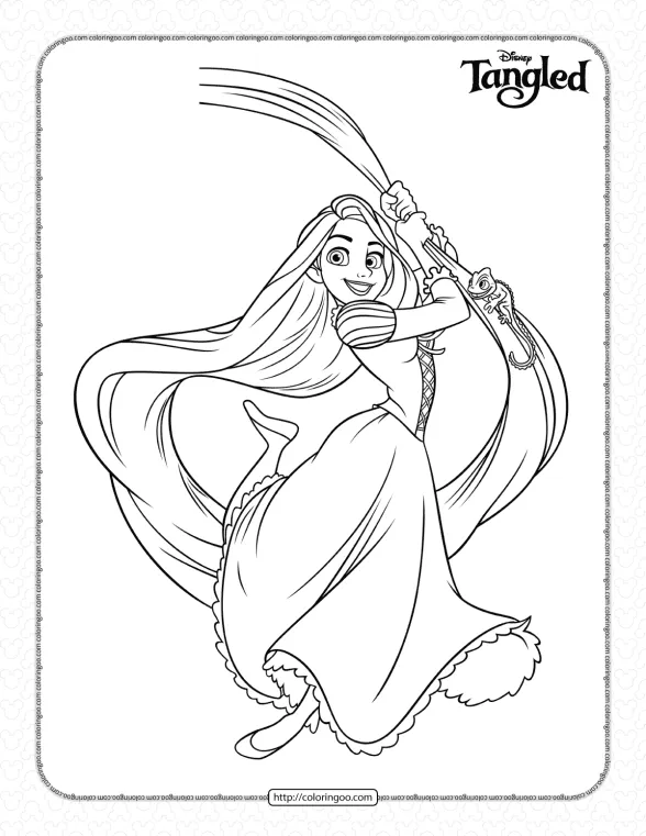 rapunzel comes down on her hair coloring page