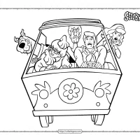 team in the mystery machine coloring page