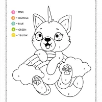 unicorn teddy bear color by number coloring page