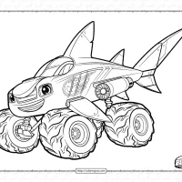 blaze turns into a shark coloring page