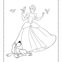 Cinderella and Her Animal Friends Coloring Page 14 cinderella and her animal friends coloring page