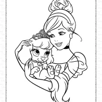 Cinderella and Her Pet Dog Coloring Page 20 cinderella and her pet dog coloring page