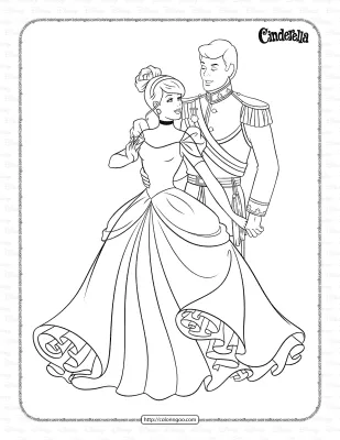 Cinderella and Prince Charming Coloring Pages
