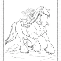 disney brave on horseback coloring page