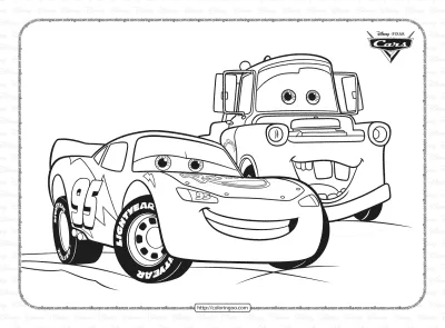 Lightning McQueen and Tow Mater Coloring Page