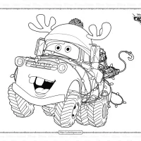 merry christmas tow mater truck coloring page