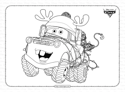 Merry Christmas Tow Mater Truck Coloring Page