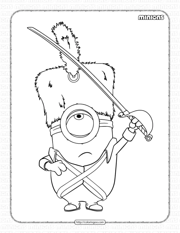 printable minions stuart coloring pages