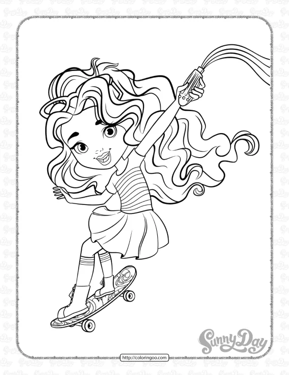 Sunny Day Rox Skateboarding Coloring Page 1 sunny day rox skateboarding coloring page