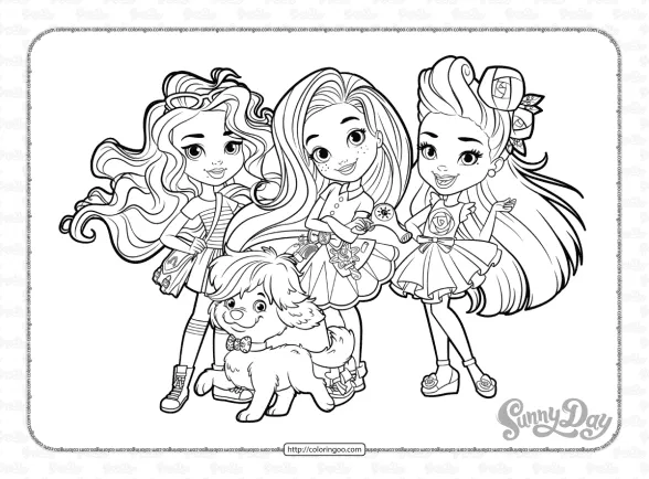 Sunny Rox Blair and Doodle Coloring Page 1 sunny rox blair and doodle coloring page