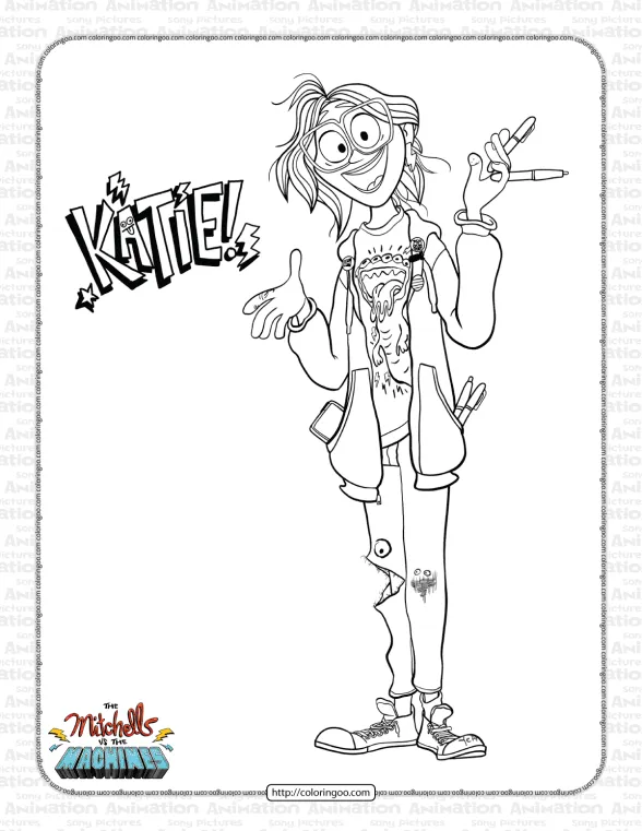 The Mitchells vs The Machines Katie Coloring Pages 1 the mitchells vs the machines katie coloring pages