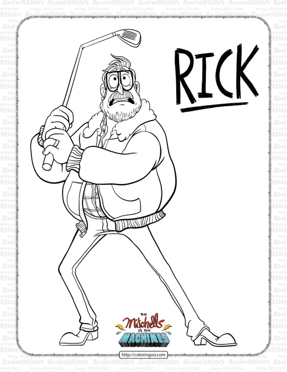 The Mitchells vs The Machines Rick Coloring Page 1 the mitchells vs the machines rick coloring page